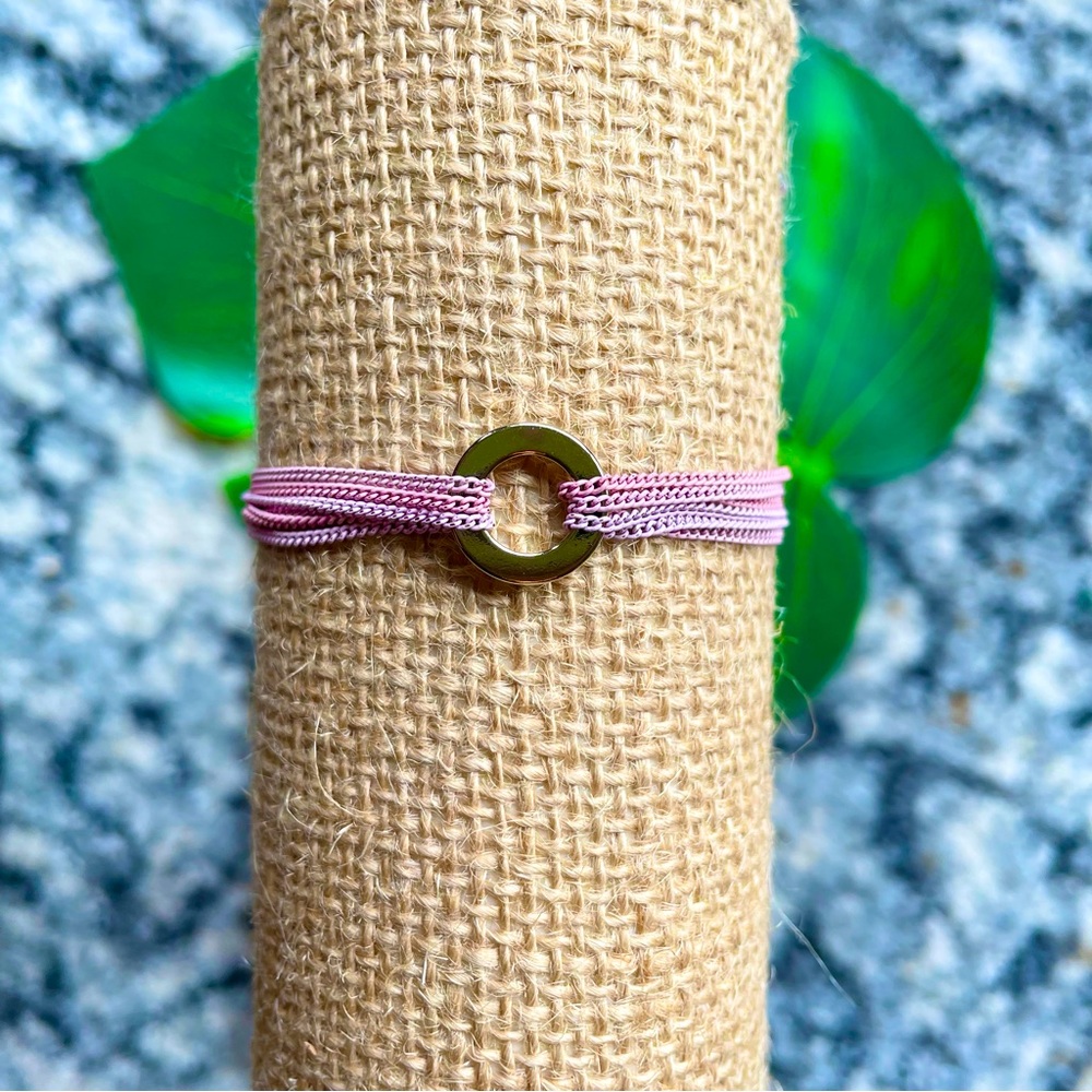 Pink Metal Bracelet with Ring